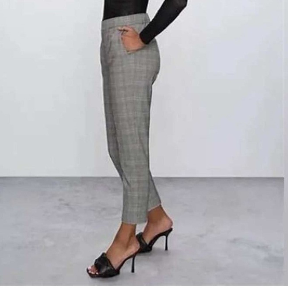 Babaton Atelier Grey Glen Plaid High Waisted Tapered Pants GYD1-6508-49 Size 4